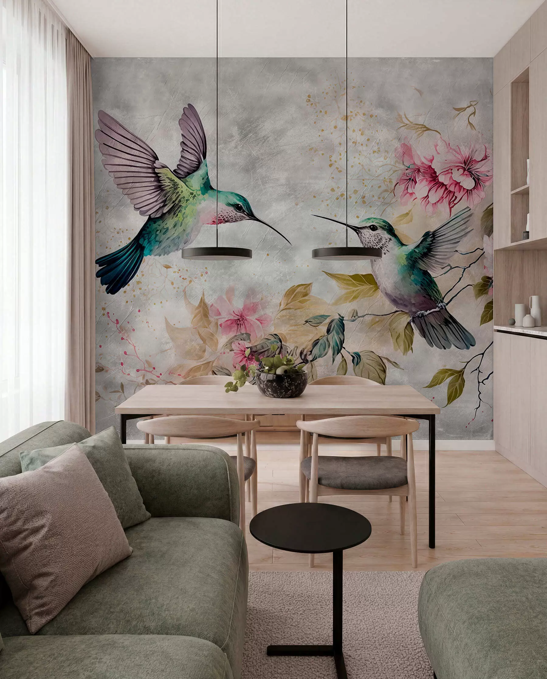 fotószőnyeg Akvarell kolibri egy ágon u93994