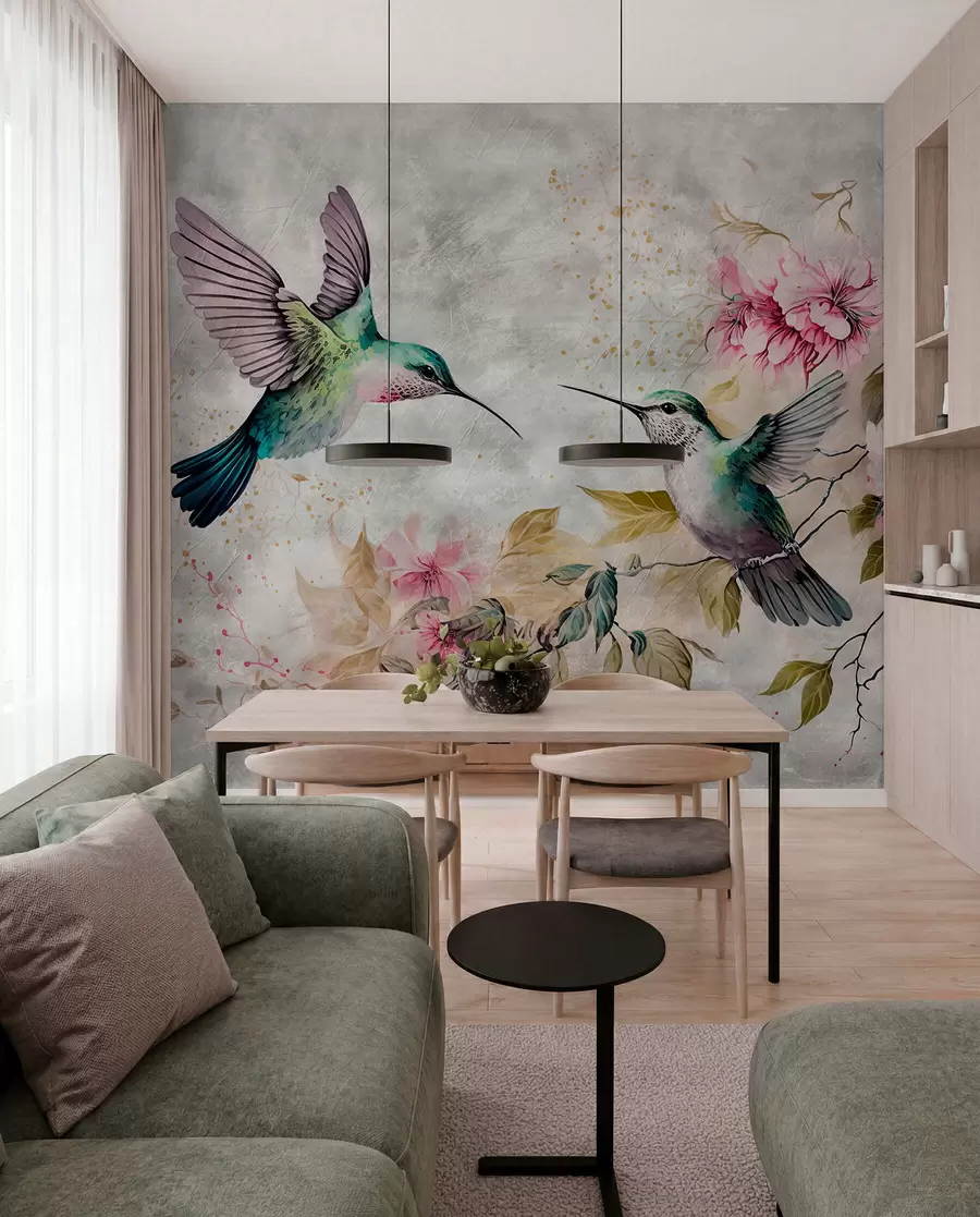fotószőnyeg Akvarell kolibri egy ágon u93994