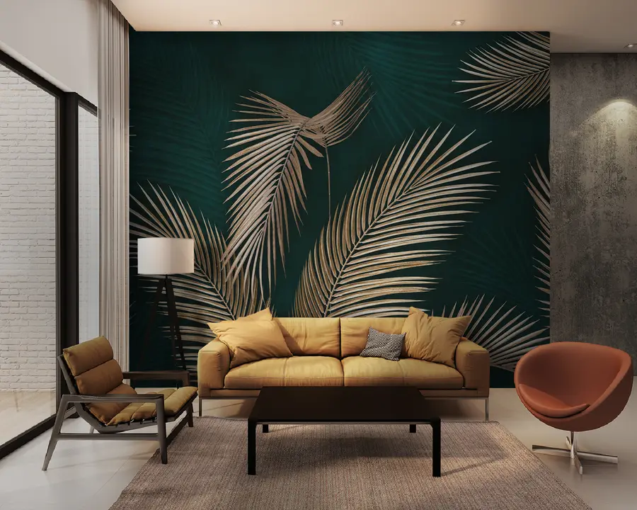 fotószőnyeg Trópusi levelek sötét háttér előtt u94012