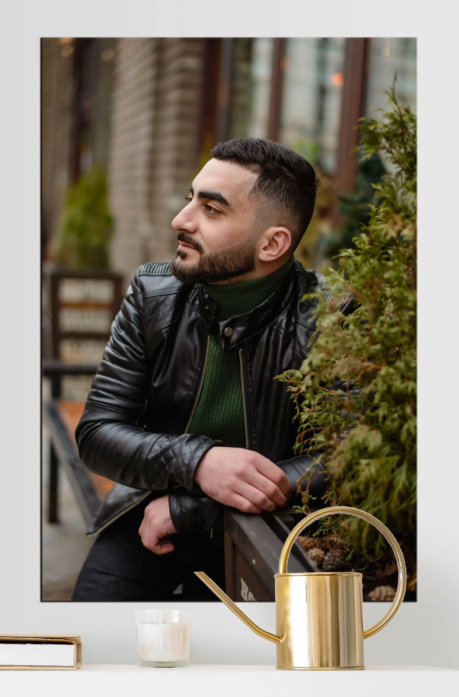 fotótapéta Felsőruházat, növény és szakáll s33328