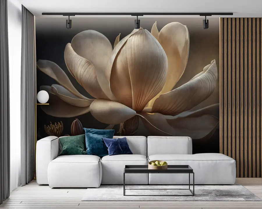 fotószőnyeg Nagy virág a sötét háttér előtt u94507