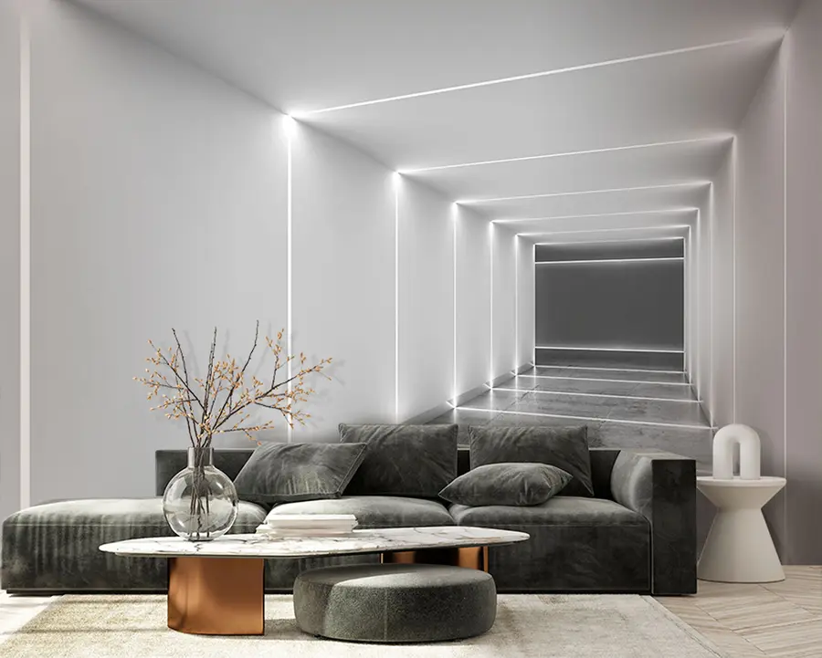 fotószőnyeg Fehér alagút csiszolt betonpadlóval u95075