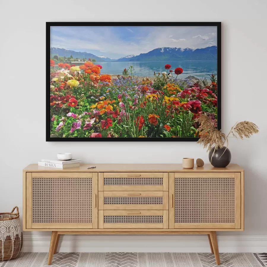 fotószőnyeg Víz, ég és virág f00006