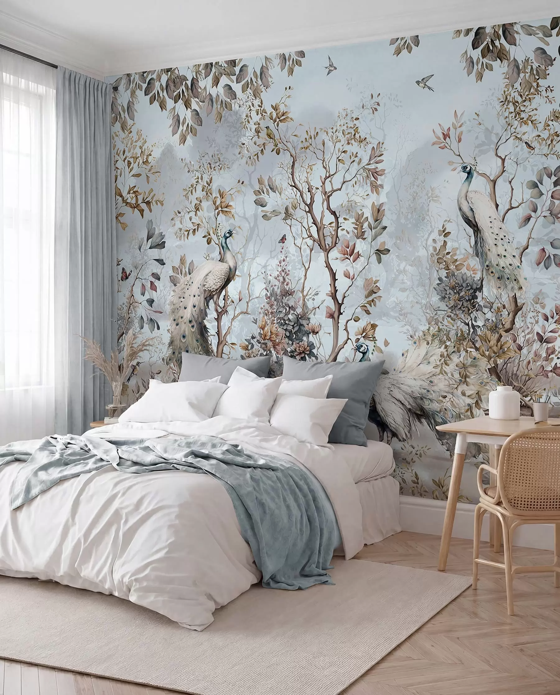 fotószőnyeg Chinoiserie kínai stílusú növények és pávák u94849