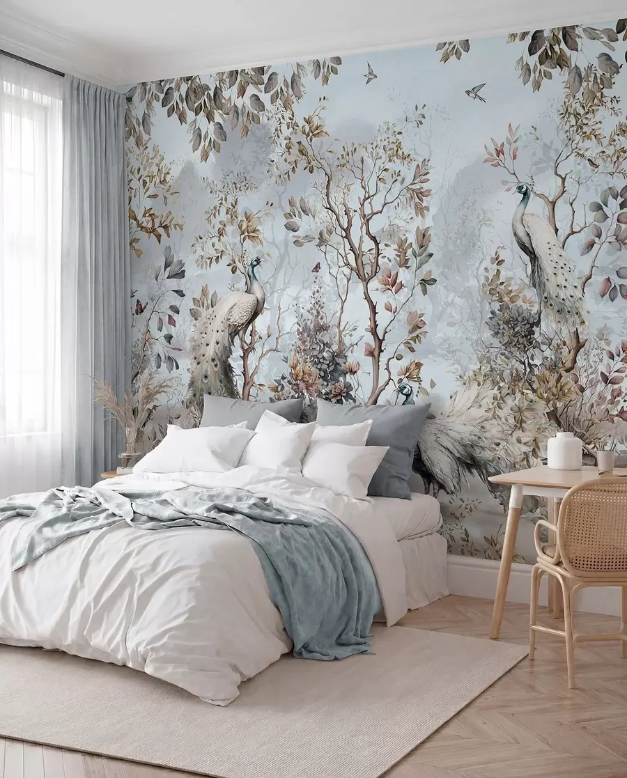 fotószőnyeg Chinoiserie kínai stílusú növények és pávák u94849