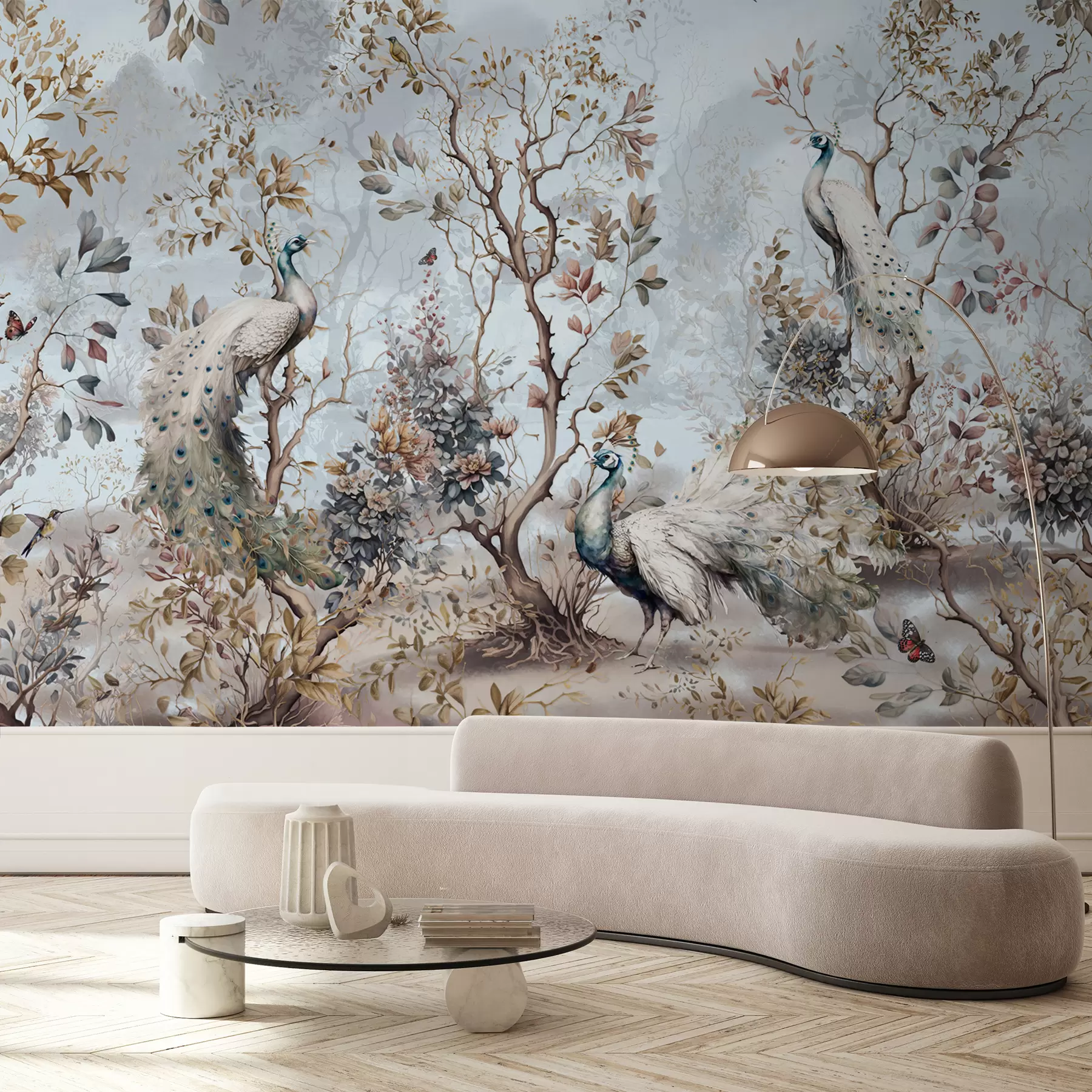 fotószőnyeg Chinoiserie kínai stílusú növények és pávák u94849