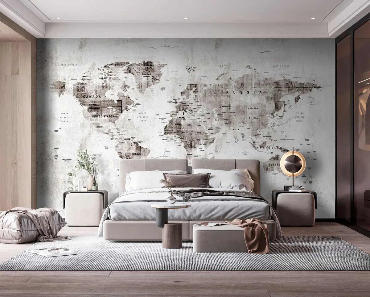 fotószőnyeg Részletes világtérkép beton grunge textúra u95433