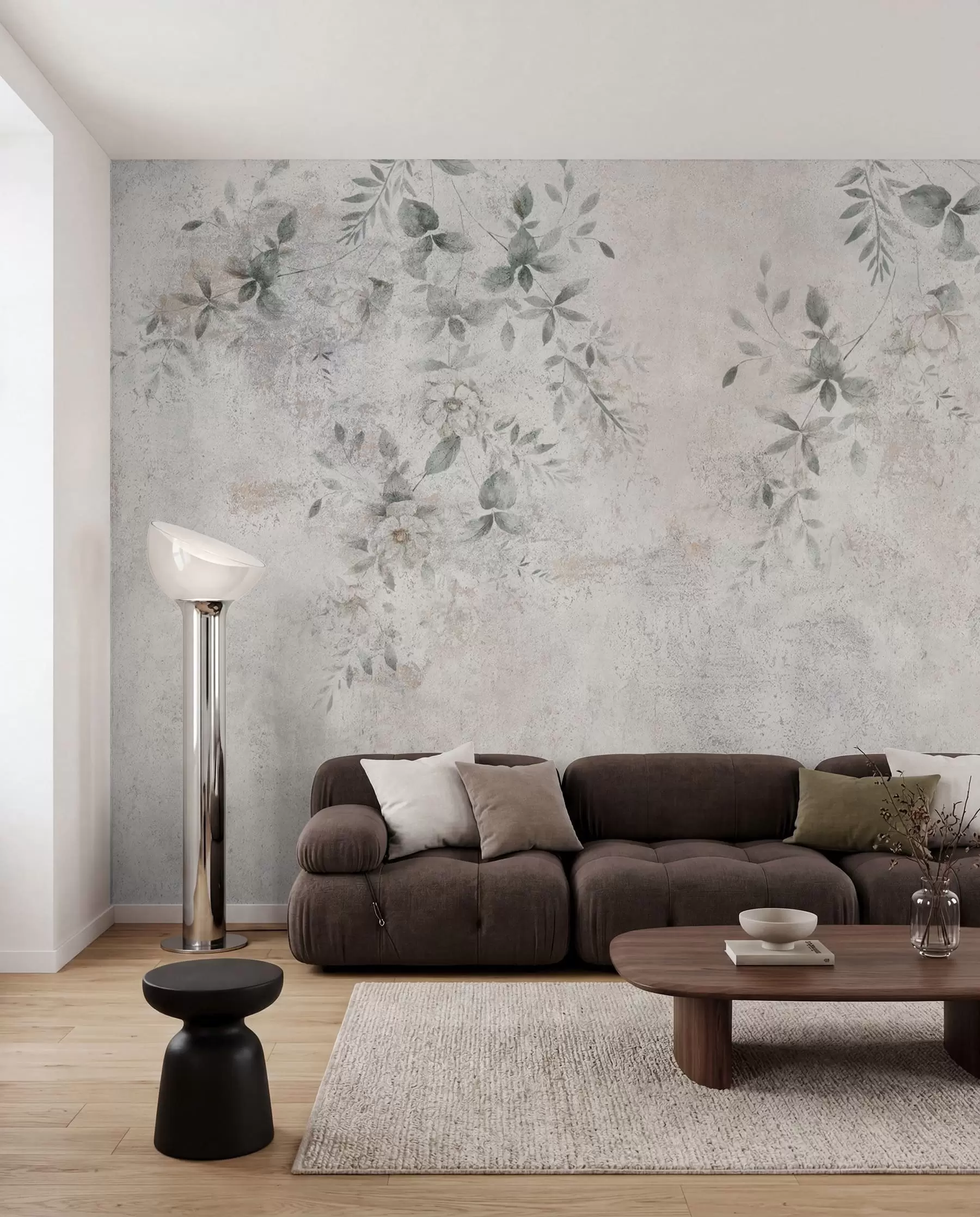 fotószőnyeg Virágok ágak beton grunge háttér minimalizmus u96140