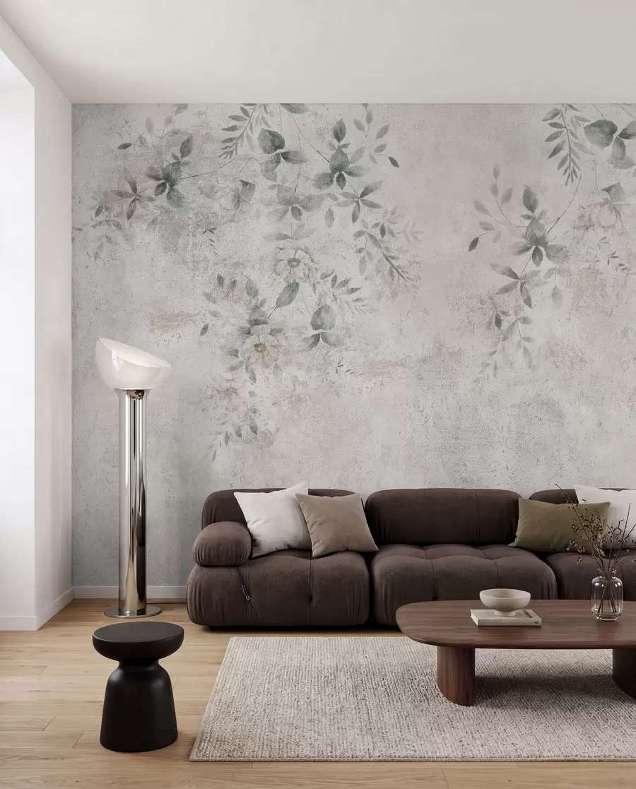 fotószőnyeg Virágok ágak beton grunge háttér minimalizmus u96140