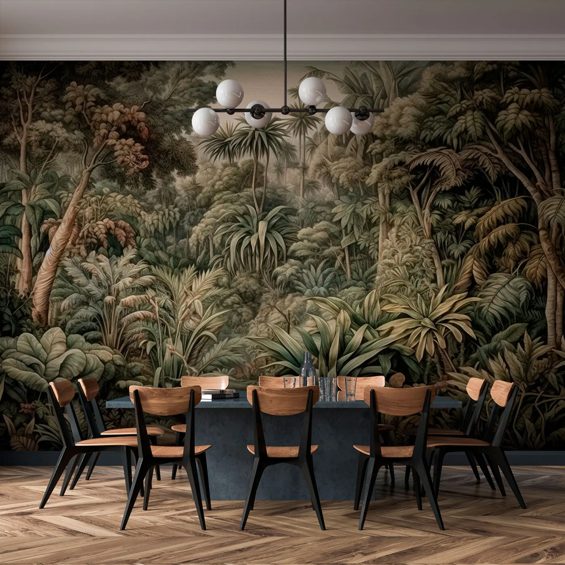 fotószőnyeg Gyönyörű absztrakt zöld dzsungel trópusi levelekkel u96093