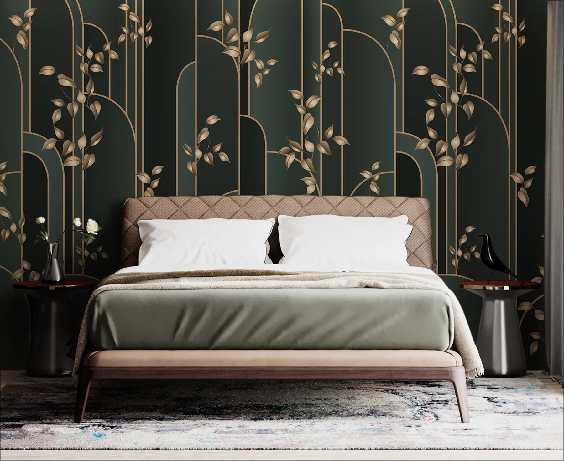 fotószőnyeg Absztrakt art deco levelekkel u95842