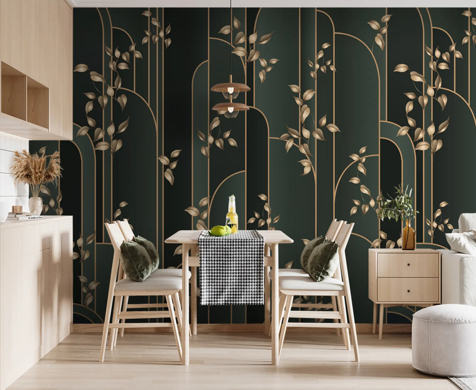 fotószőnyeg Absztrakt art deco levelekkel u95842