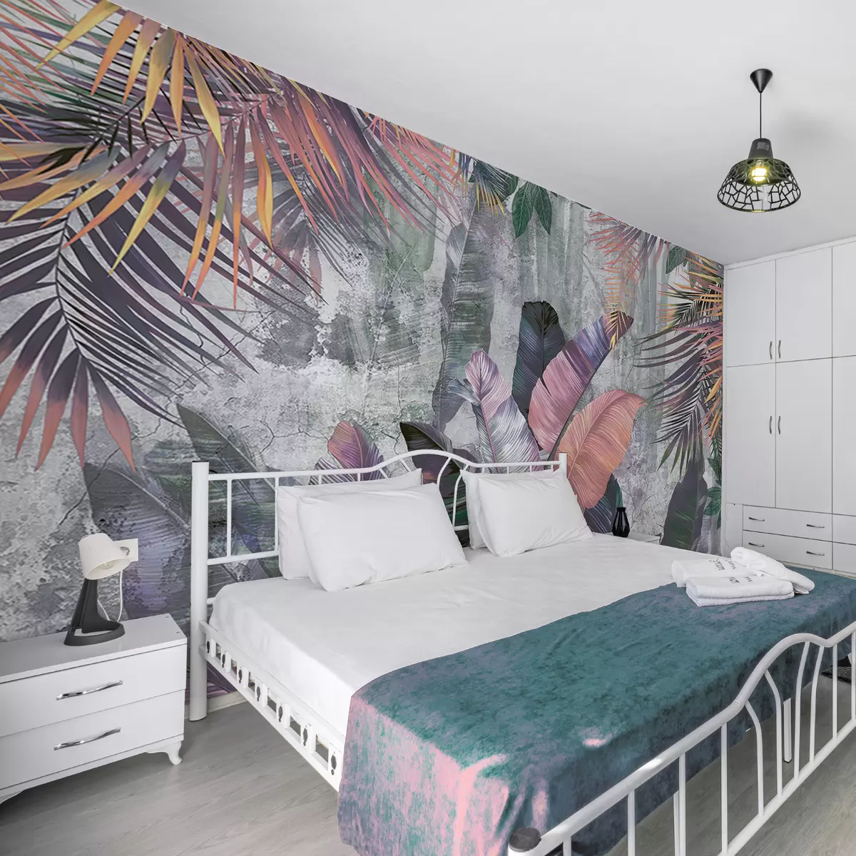 fotószőnyeg Színes nagy trópusi levelek u96338