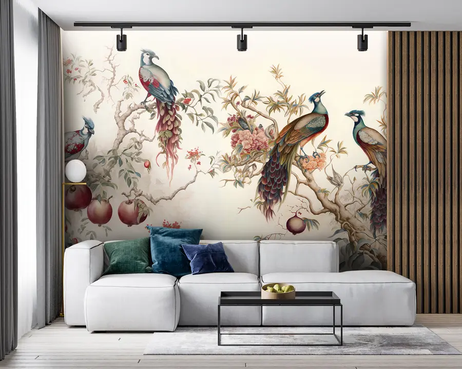 fotószőnyeg Madarak a gránátalma ágain u95667