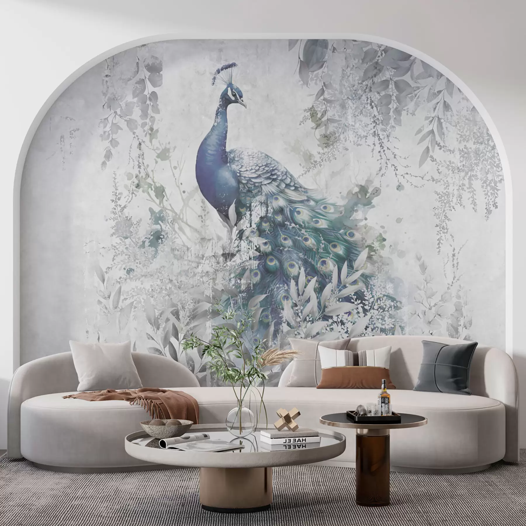 fotótapéta Törékeny páva grunge beton alapon u96727