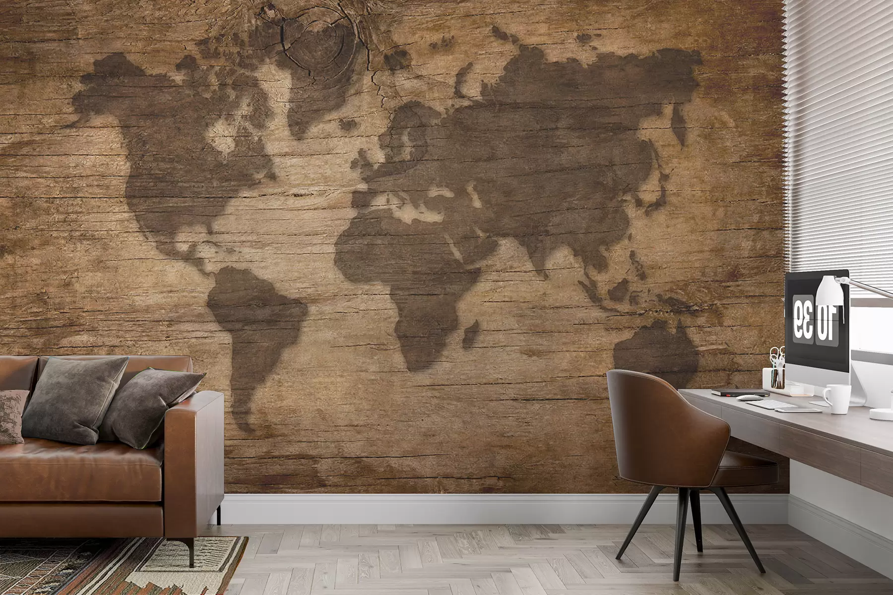 fotószőnyeg Világtérkép fából készült háttér u96820