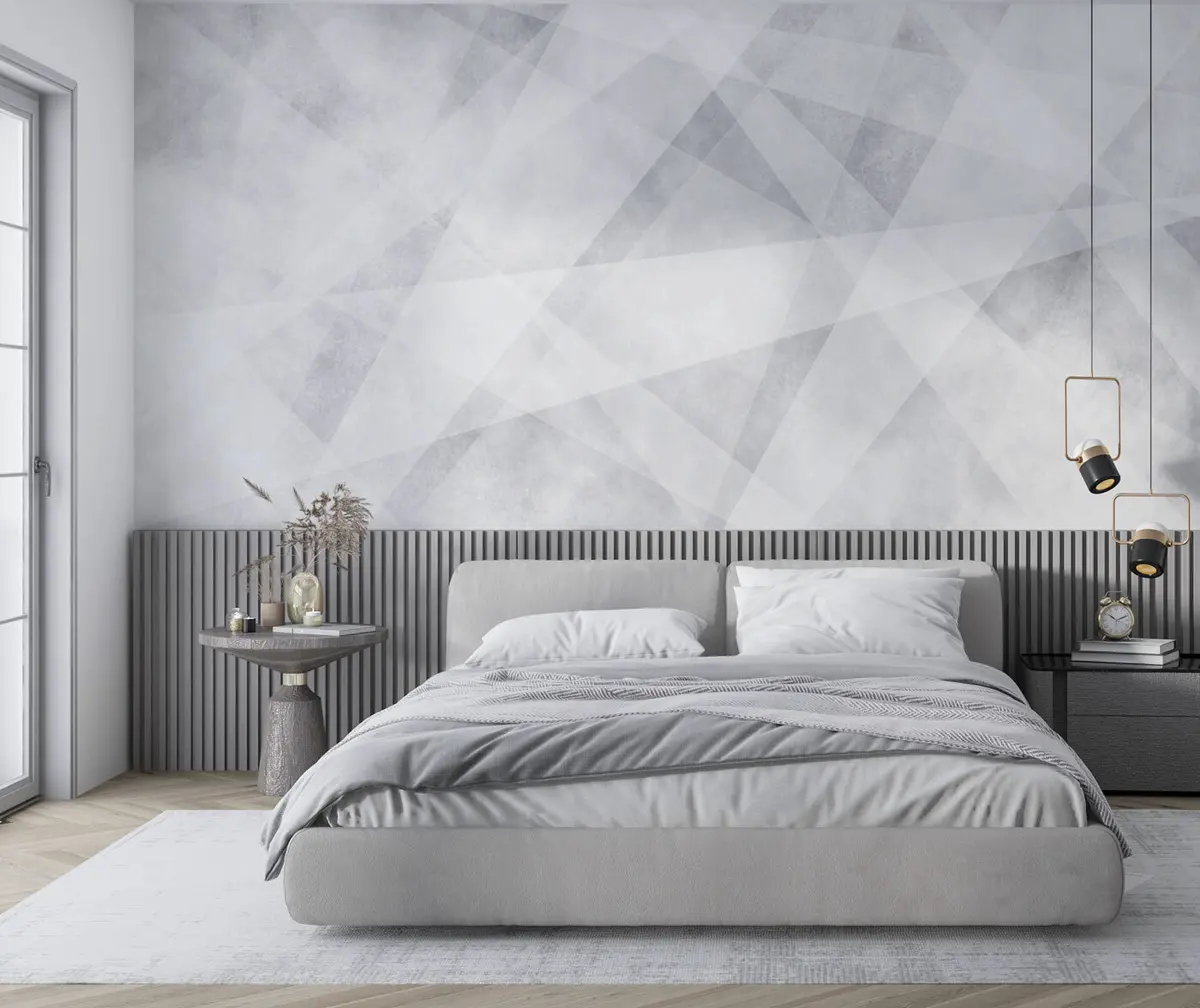 fotószőnyeg Stílusos geometriai formák háromszögekből és szürke grunge színű sarkokból u97205