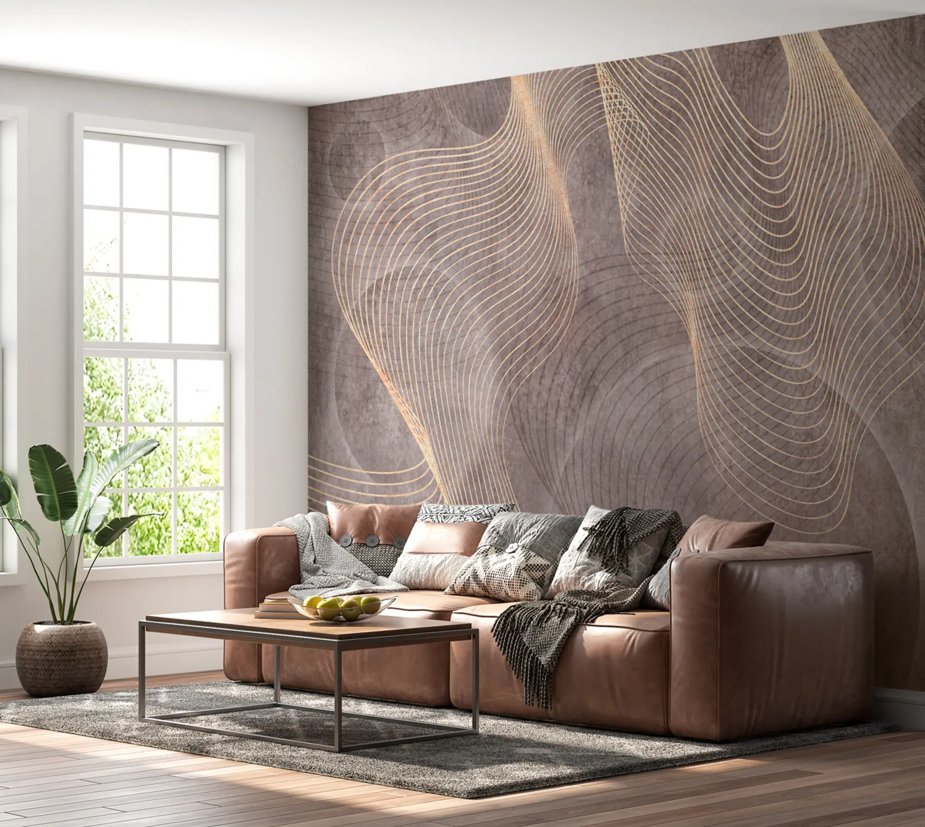 fotószőnyeg Hullámos vonalak homok és bézs színekben u97469