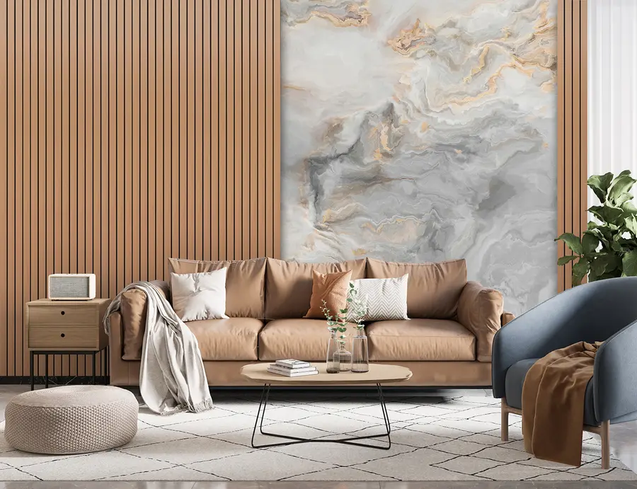 fotószőnyeg Fa lécek márvánnyal u97426