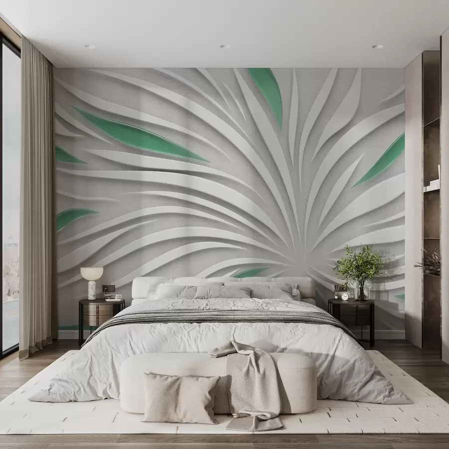 fotószőnyeg Absztrakt virág szövet zöld színekben u06452v2