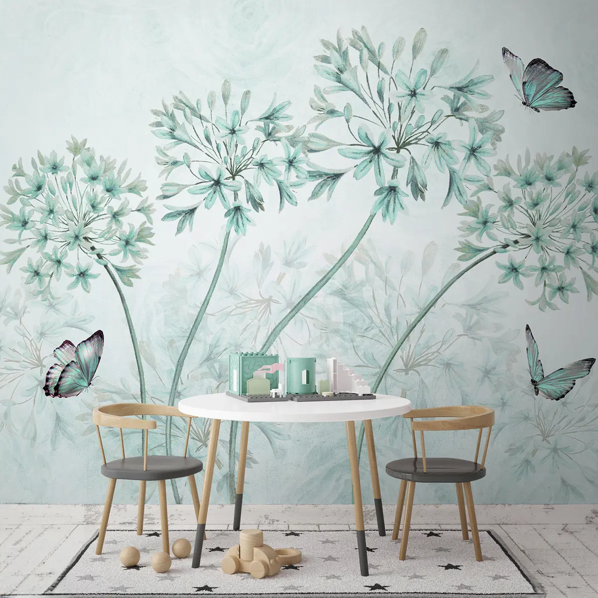 fotószőnyeg Növény, virág és kék kék színekben u35495v2