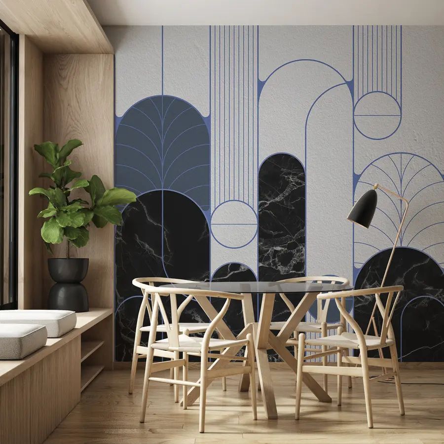 fotószőnyeg Ívek az Art Deco stílusában kék színekben u73101v1