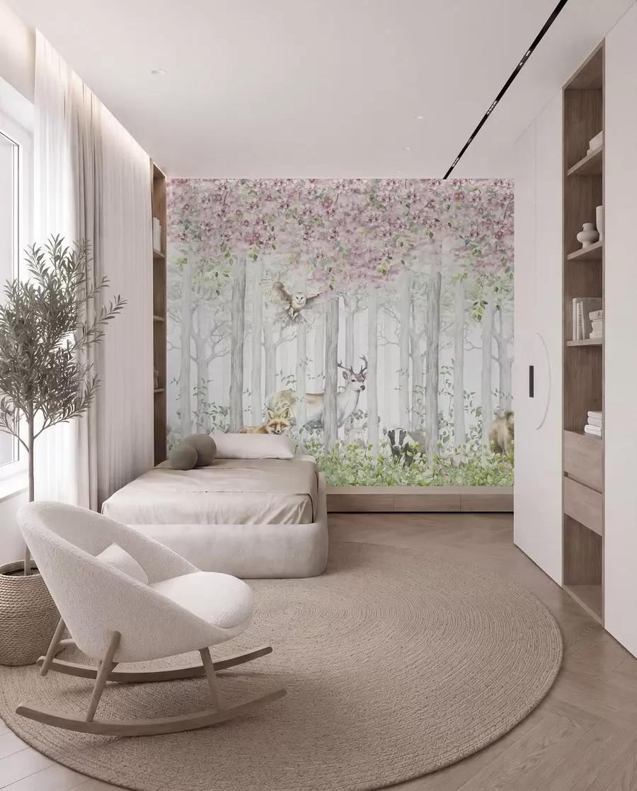 fotószőnyeg Virágzó erdő párában u97614