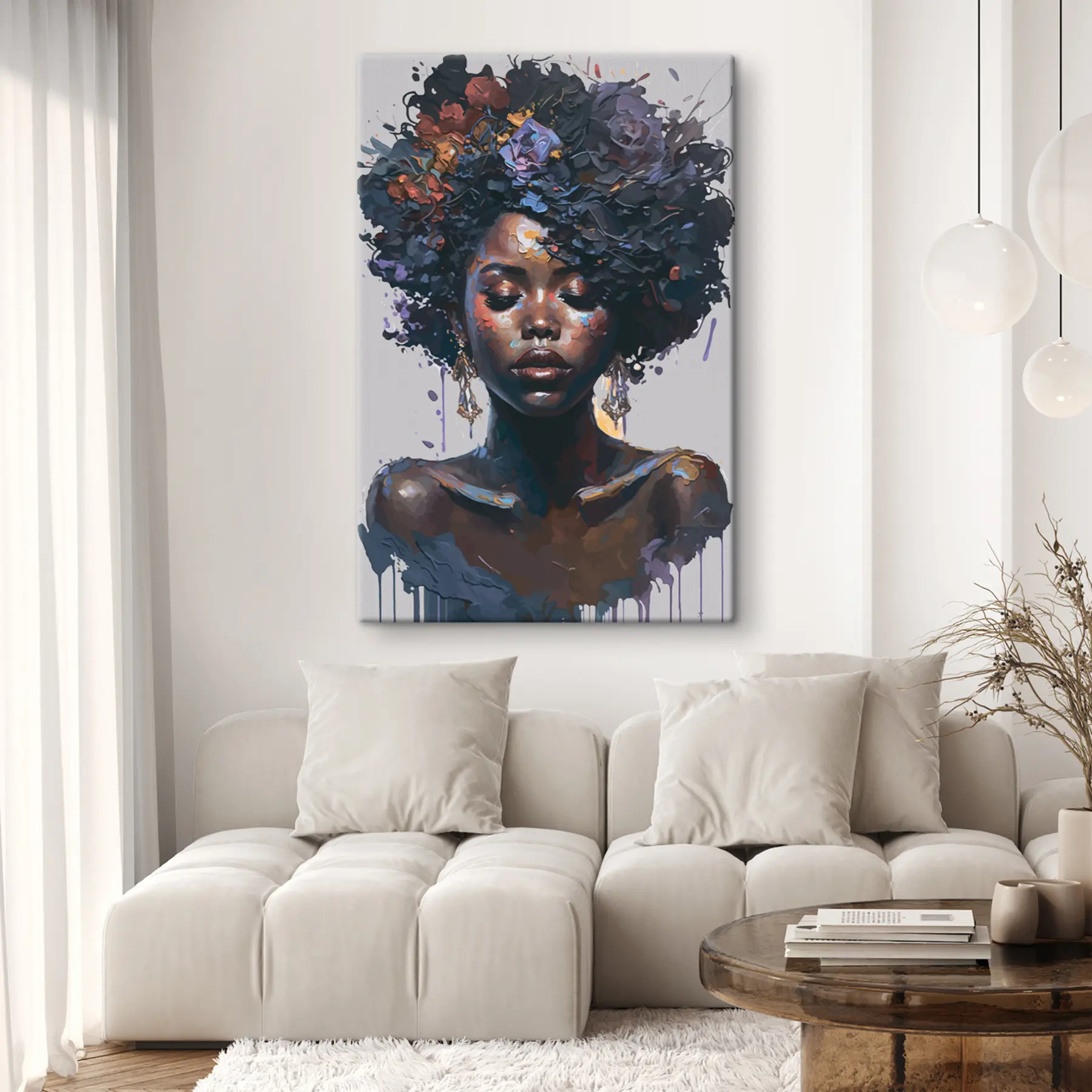 fotótapéta Gyönyörű fekete nő afro frizurával s36578