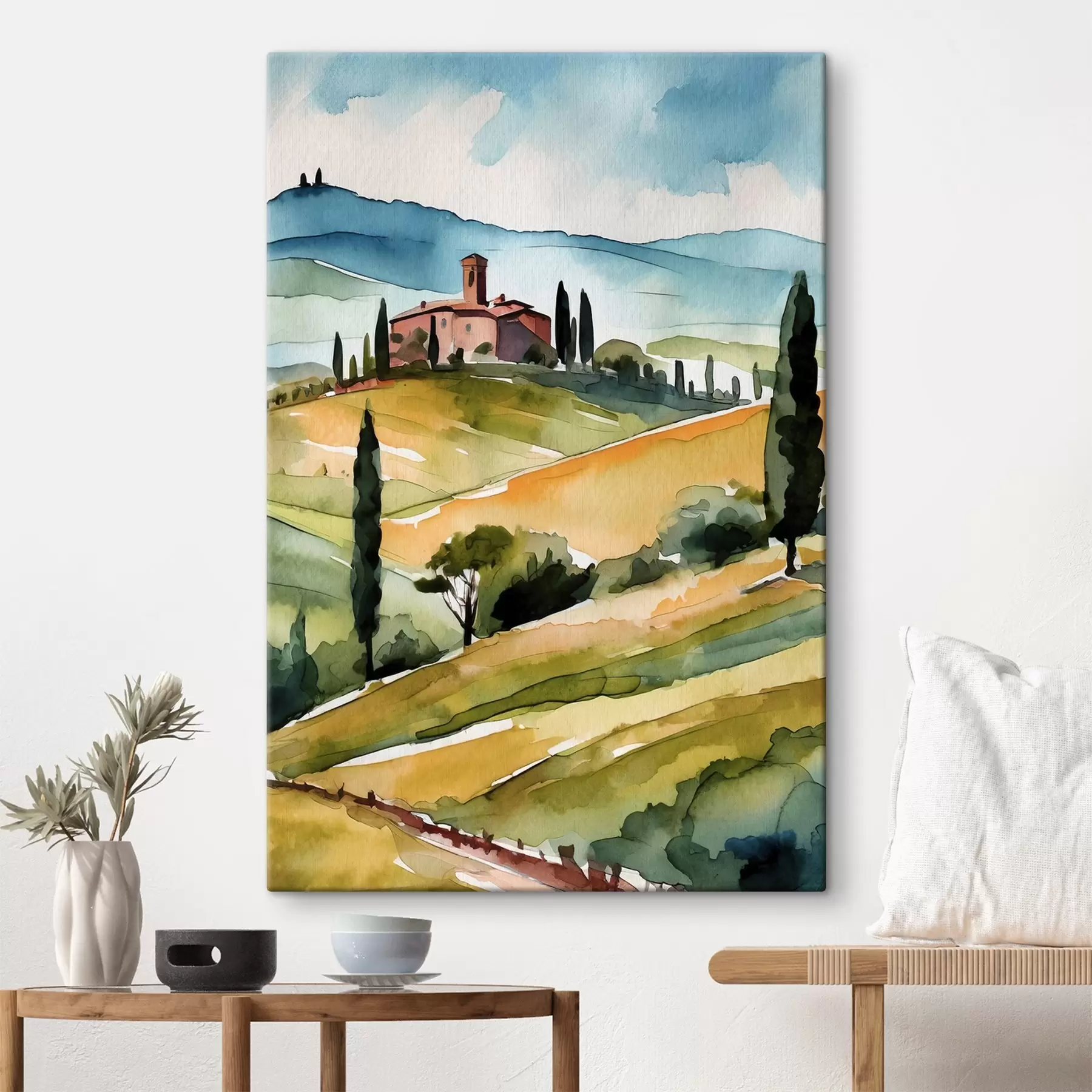 fotószőnyeg Olasz táj, akvarell, Toscana s36683