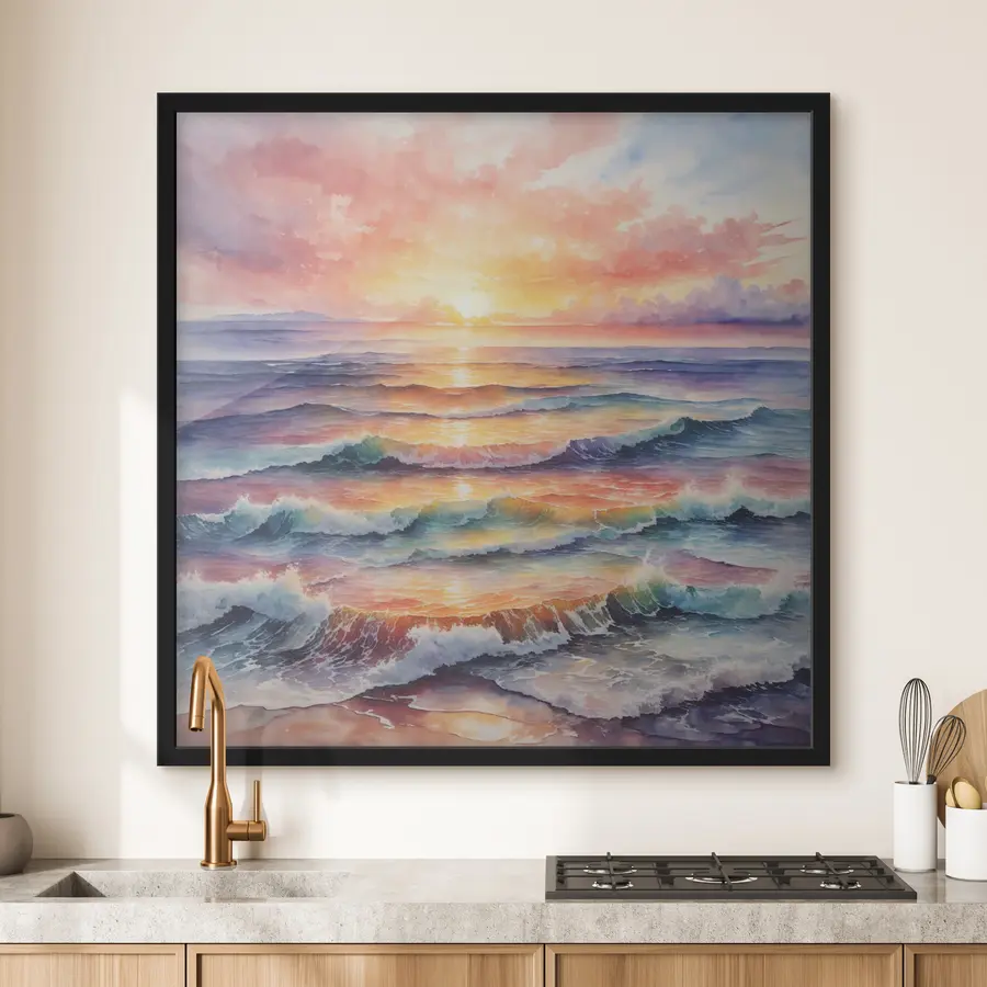 fotószőnyeg A naplemente látványa a tengerpartról akvarellben f36241