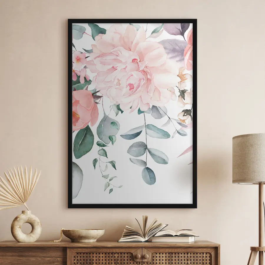 fotószőnyeg Rózsaszín acarella virág lógó levelek hátterében f36141