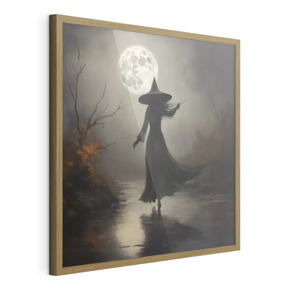 Plakát a sziklán Halloween 🎃 Telihold és egy boszorkány f35970