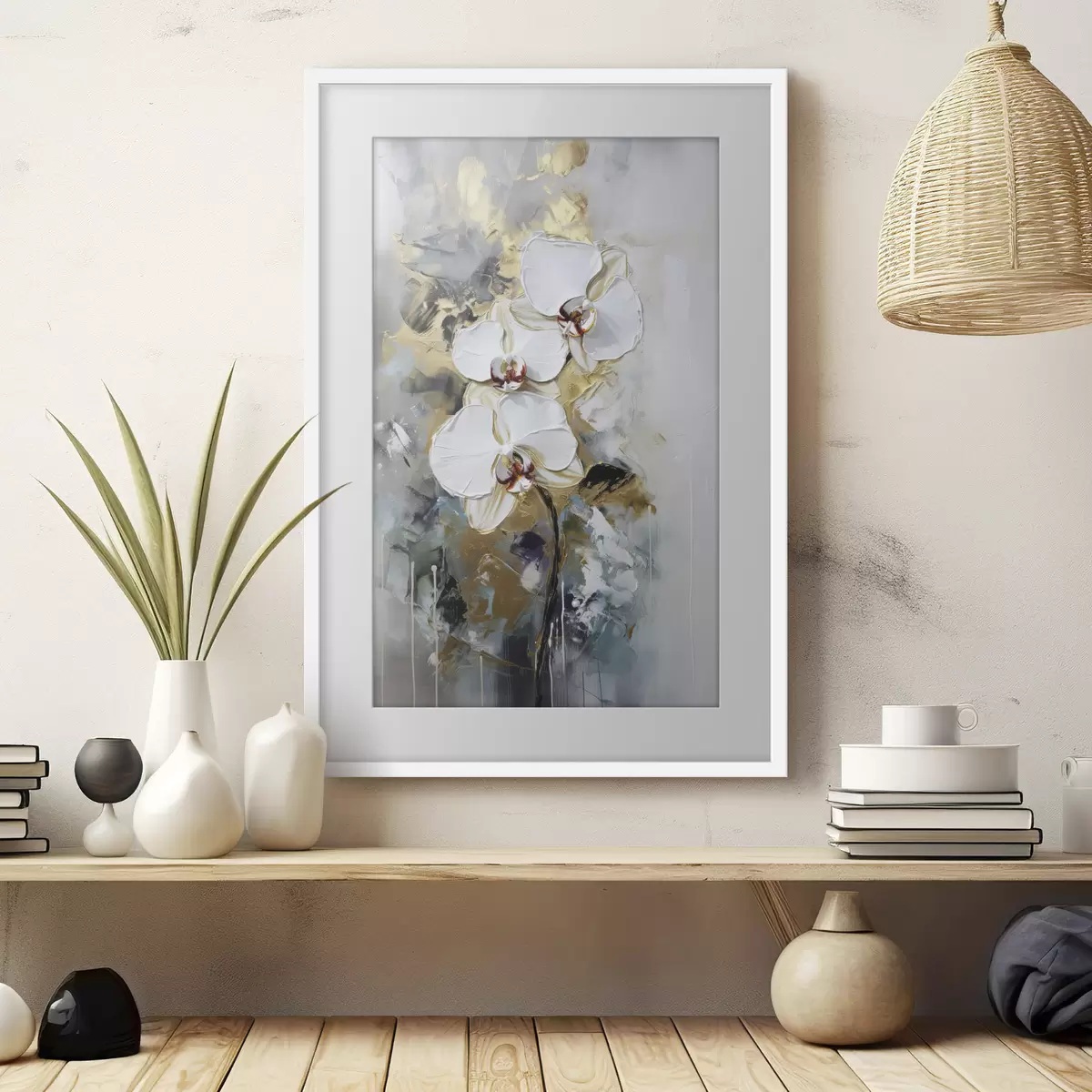 Plakát a sziklán Orchideák hűvös fényben f35904