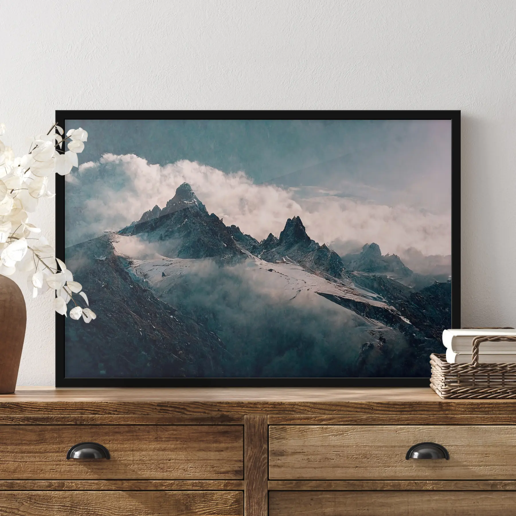 fotószőnyeg Gyönyörű realisztikus táj egy felhős égbolt felett f35584