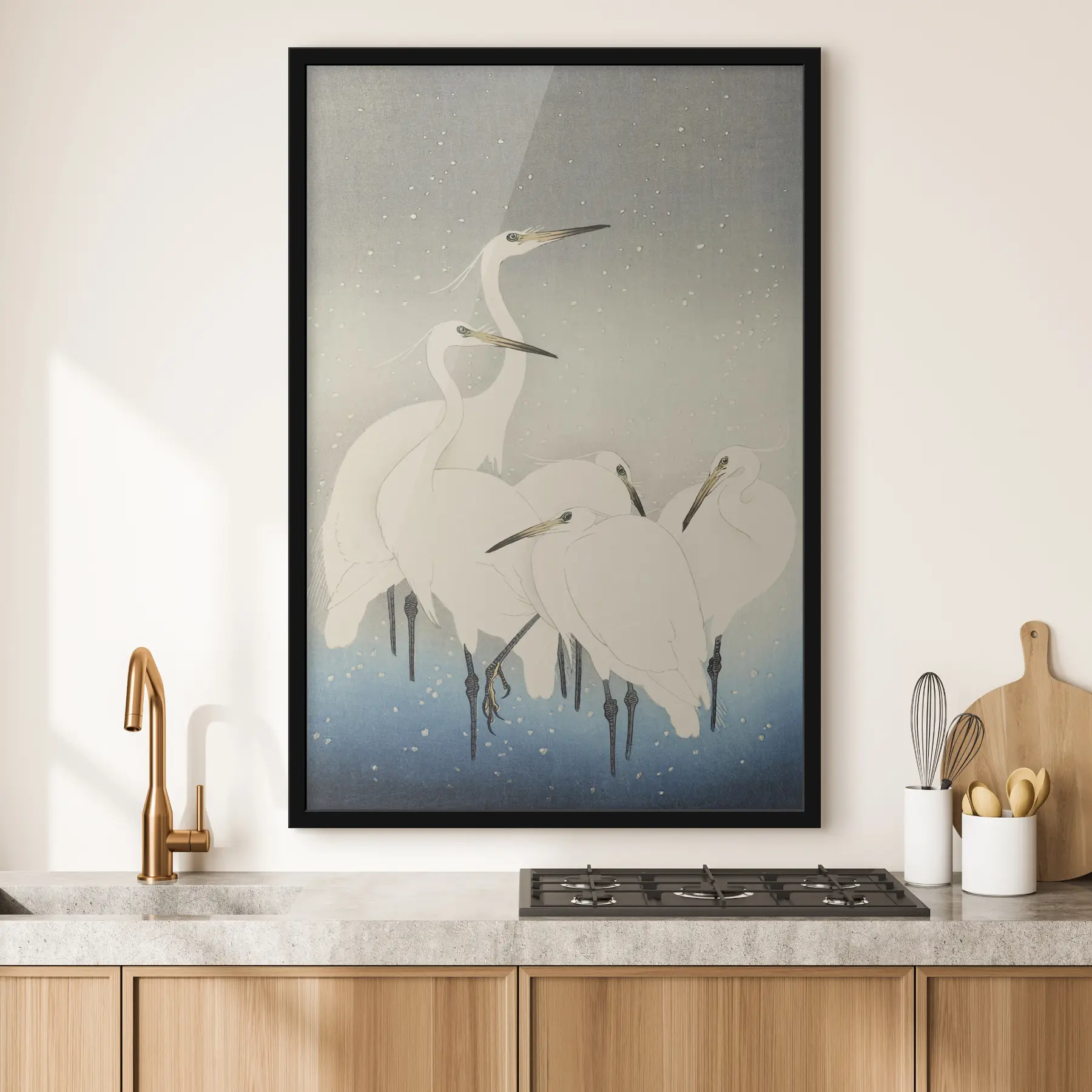 fotószőnyeg Öt fehér kócsag, írta O'Hara Koson f33730