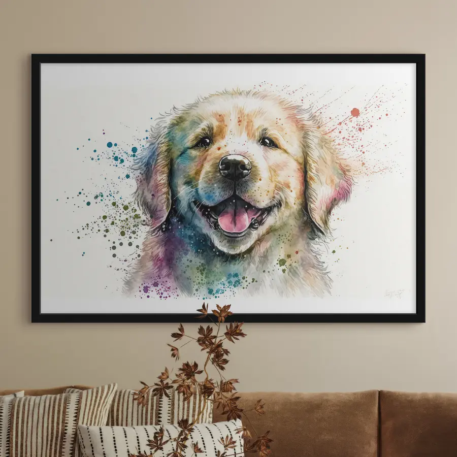 fotószőnyeg Boldog kiskutya akvarell stílusban f33539