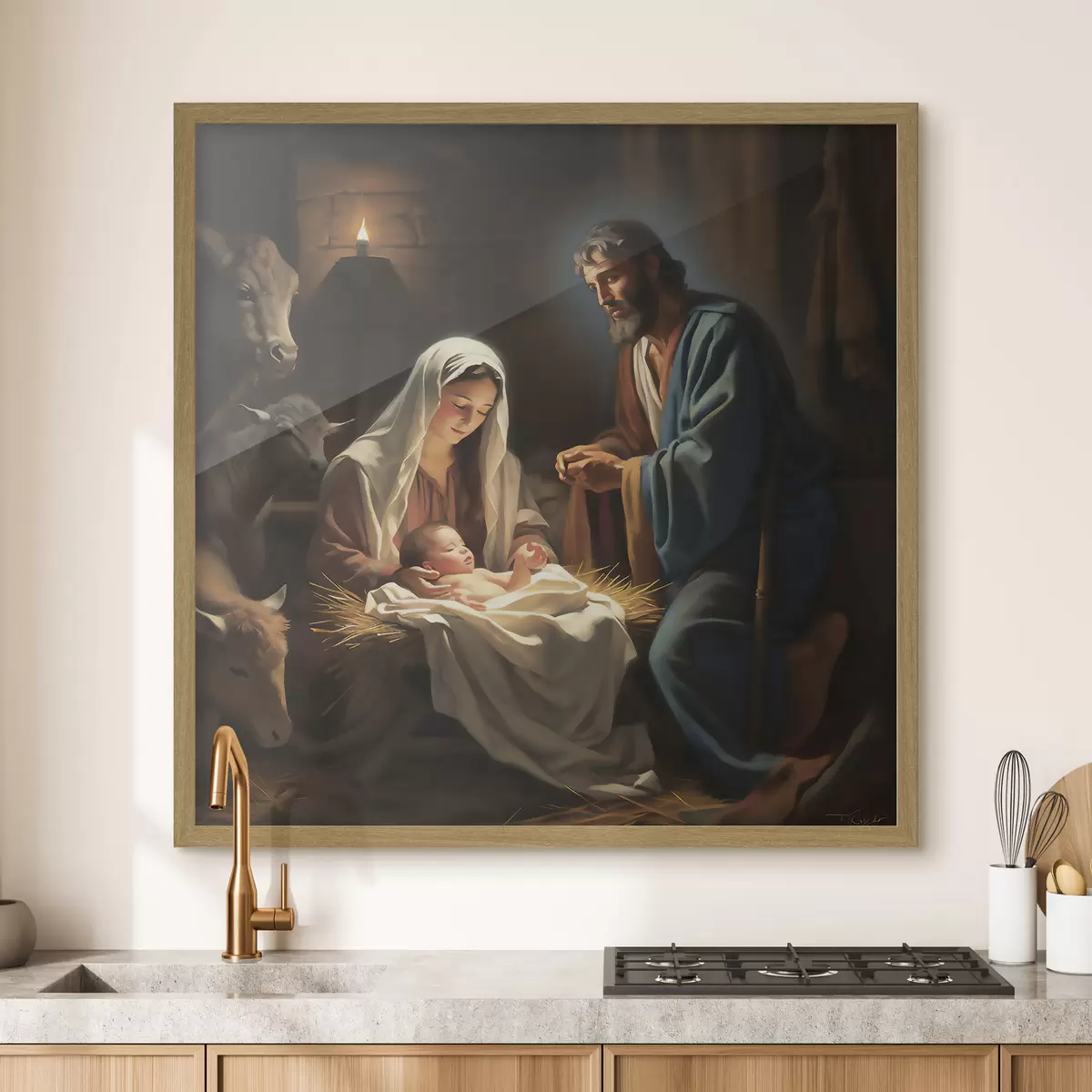 Plakát a sziklán Szent Család éjjel f33488