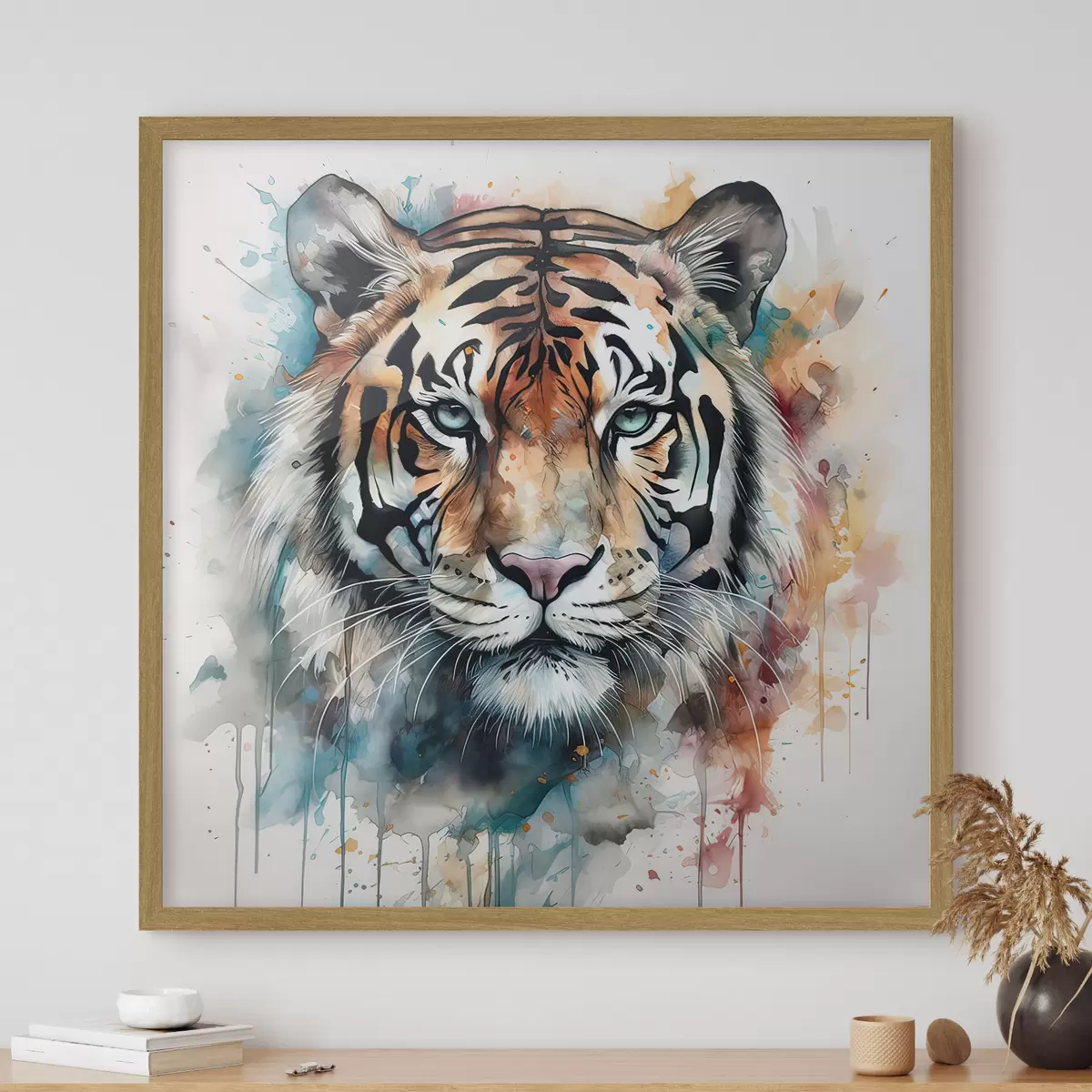 Plakát a sziklán Tigris akvarell stílusban f32302