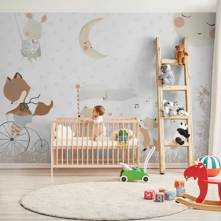 fotószőnyeg Tapéta design aranyos állatokkal u99000