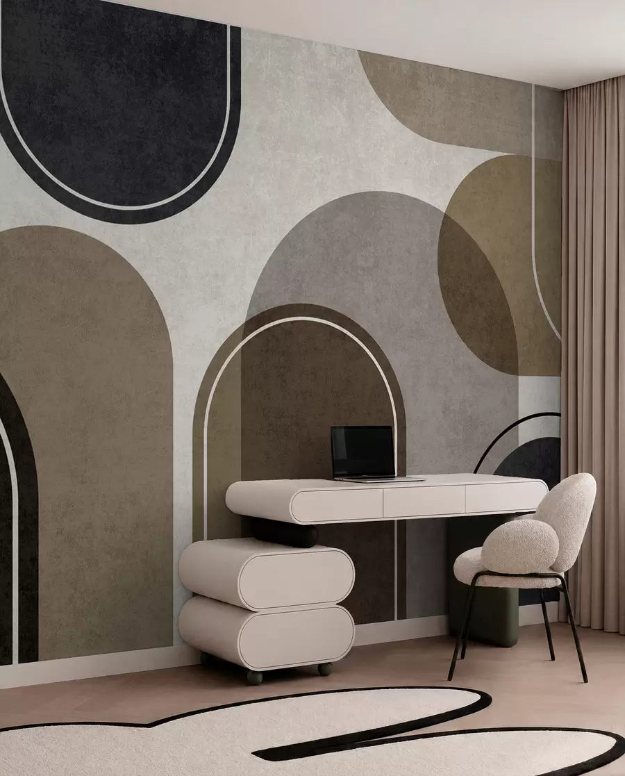 fotószőnyeg Geometrikus ívek bézs színben u99095
