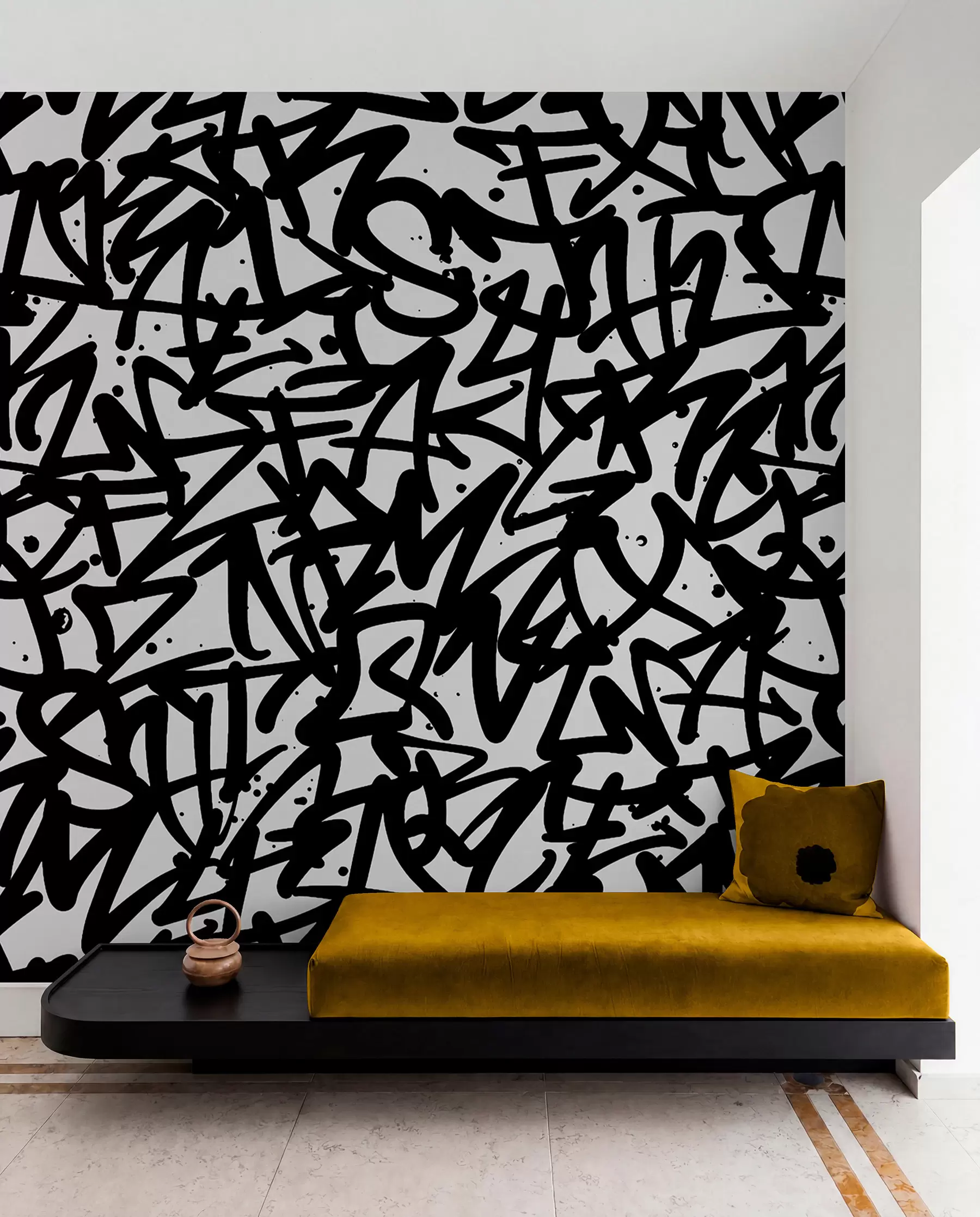fotószőnyeg Fekete graffiti írás u99087v3