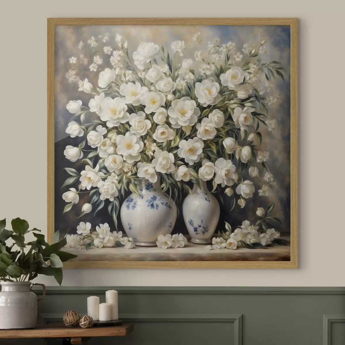 Plakát a sziklán Fehér csokor Auguste Renoir stílusában f37440