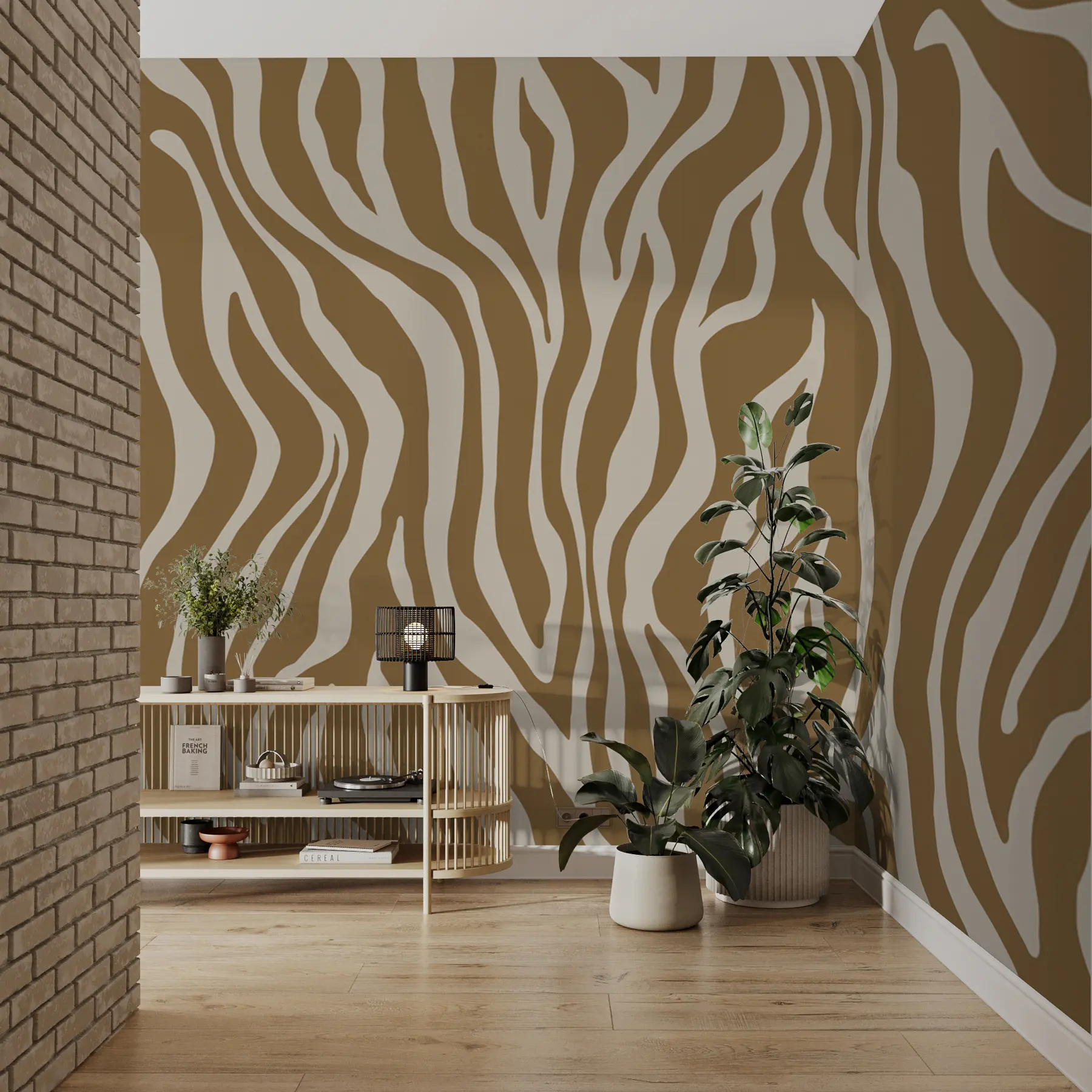 fotószőnyeg Vektoros nyomtatás zebra bőr barna és fehér színekben u99173