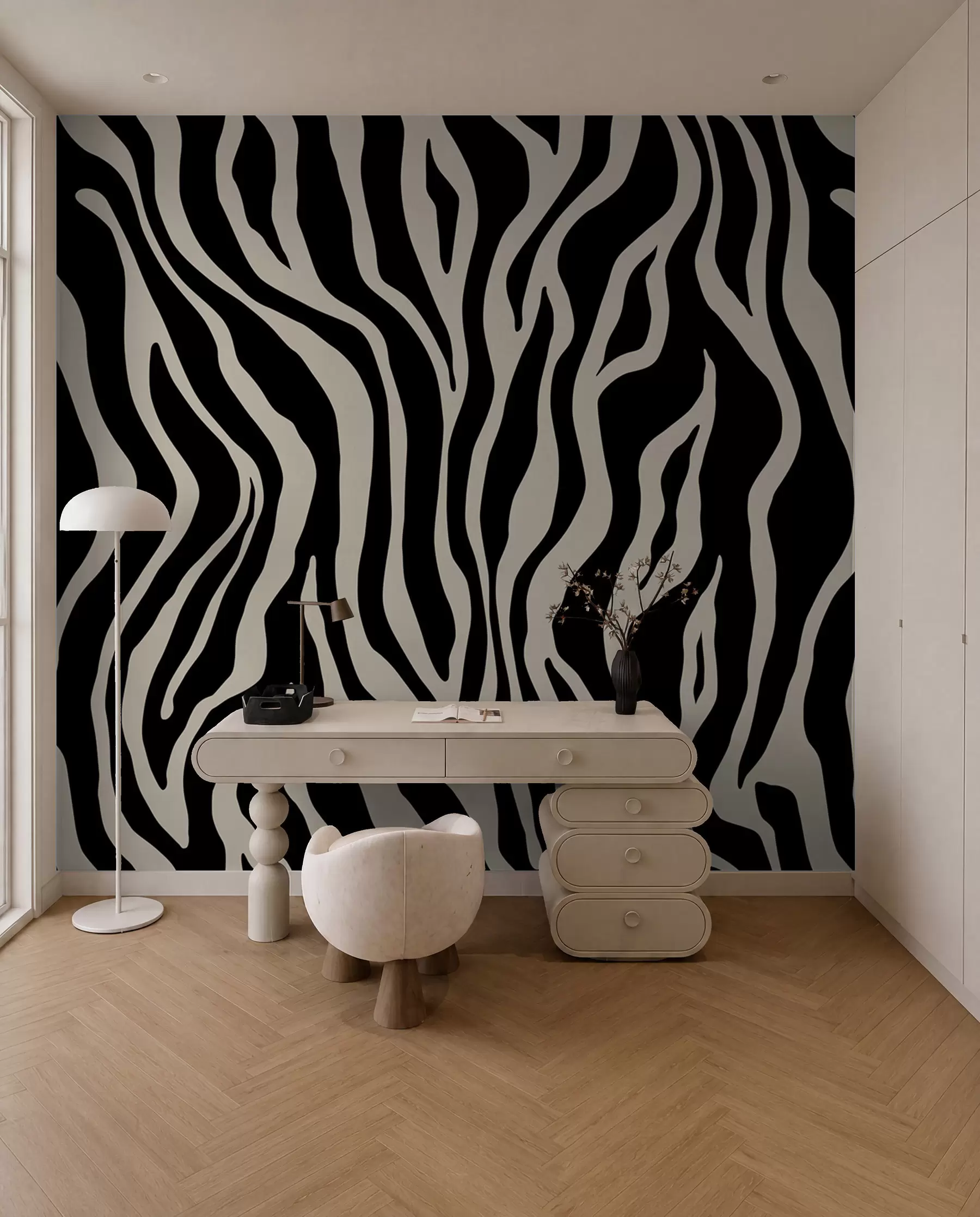 fotószőnyeg Vektoros nyomtatás zebra bőr fekete-fehér színekben u99173v3