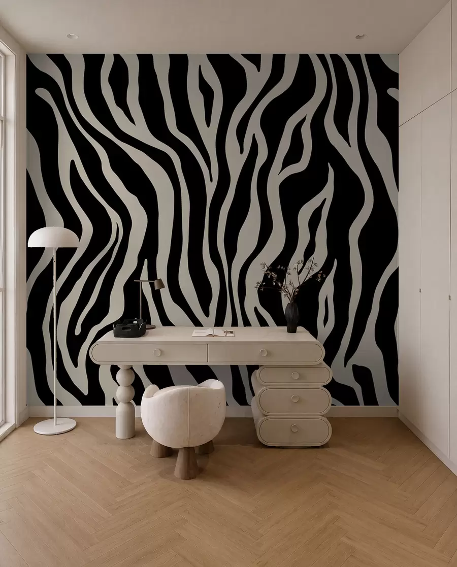 fotószőnyeg Vektoros nyomtatás zebra bőr fekete-fehér színekben u99173v3